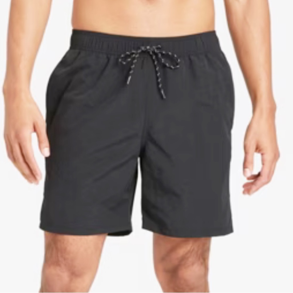 Men’s dark gray elastic tie waist swim trunks size medium